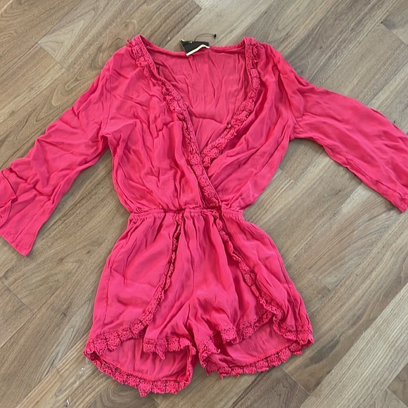 Elevenses Lace Trimmed Romper Sz Medium - Picture 4 of 4